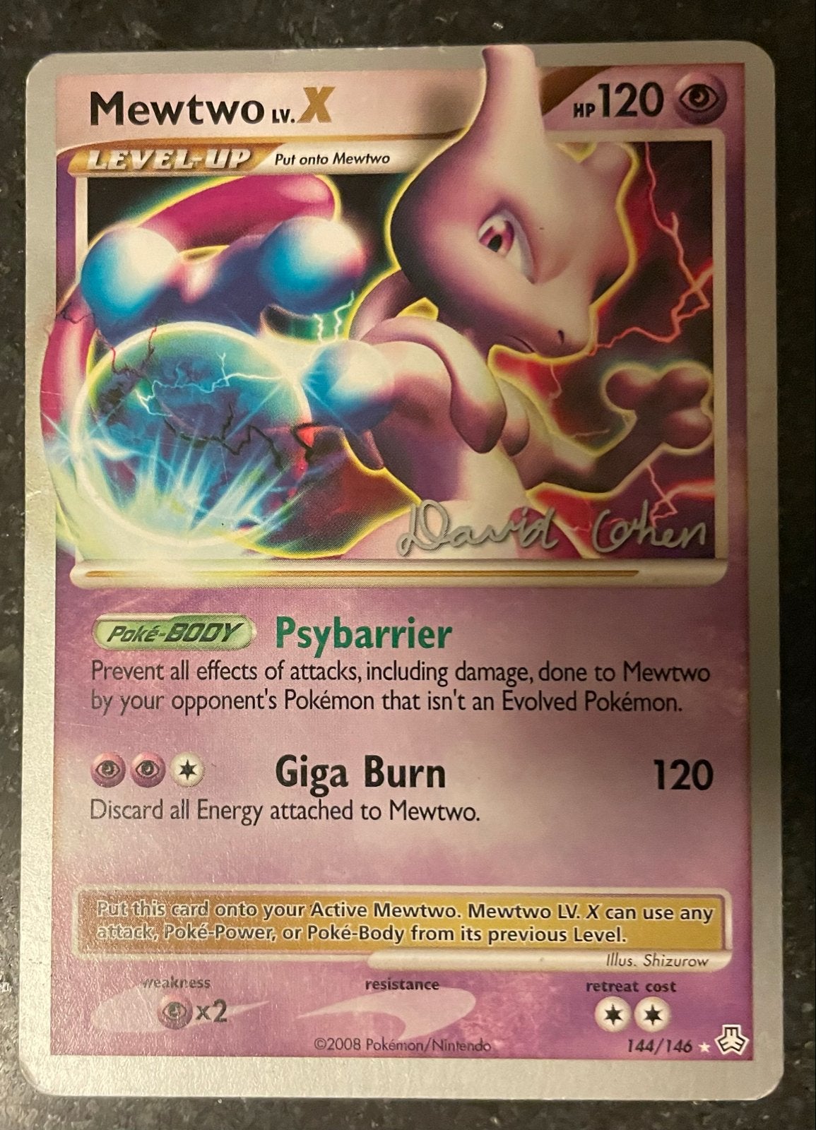 Mewtwo LV.X Pokémon World Championships 2009 Kaart, Ophalen of Verzenden, Gebruikt, Losse kaart, Foil