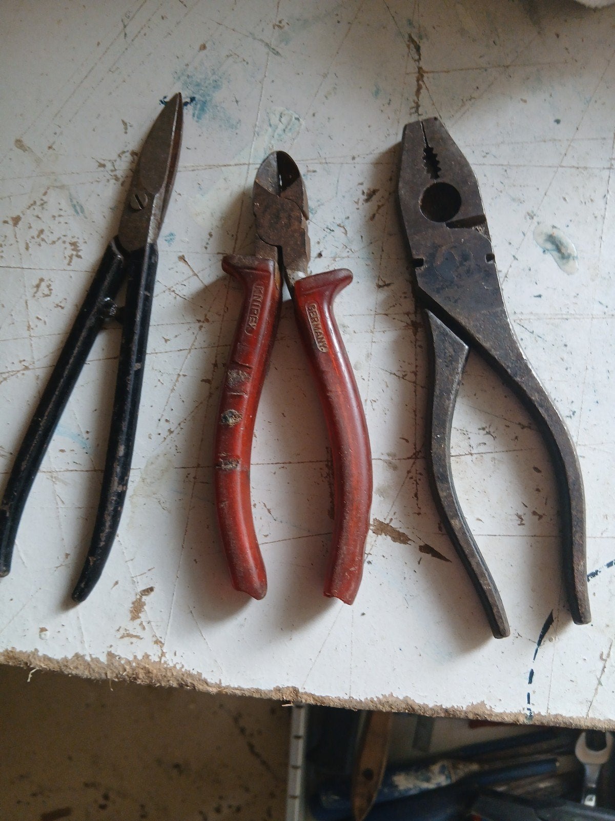 Vintage gereedschap: blikschaar, zijkniptang, combinatietang, Antiek en Kunst, Antiek | Gereedschap en Instrumenten, Verzenden