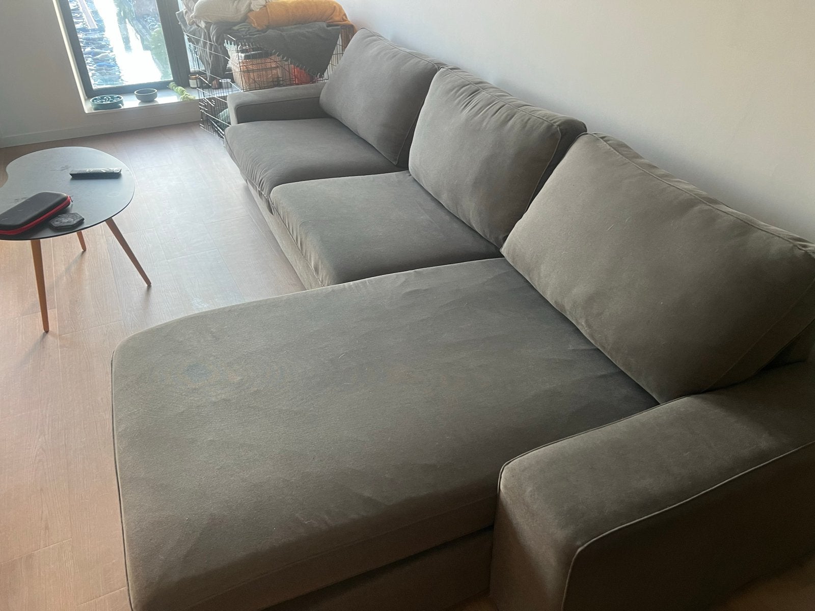 IKEA Hoekbank - Donkergrijs/Groen, aanpasbaar en comfortabel, Ophalen, Gebruikt, Hoekbank, Stof