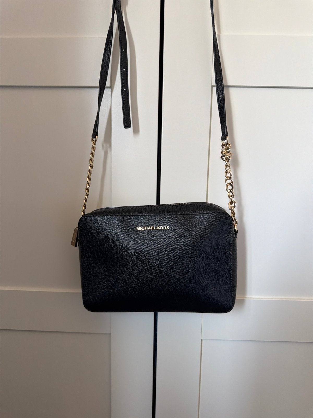 Michael Kors Jet Set Travel Crossbody Tas Zwart, Ophalen of Verzenden, Gebruikt, Zwart, Schoudertasje