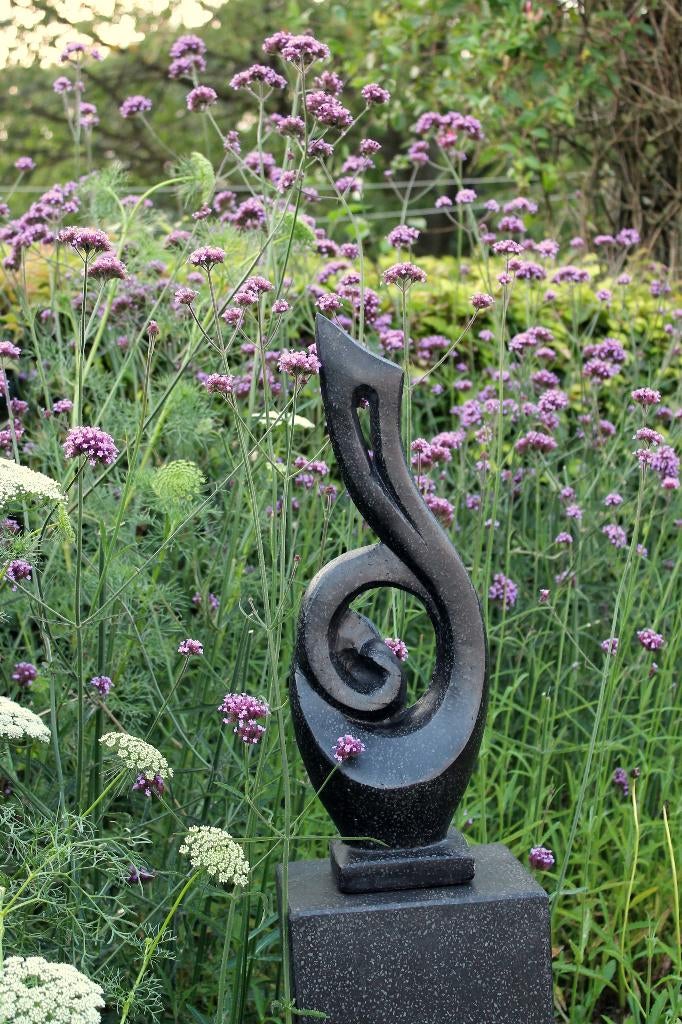 Blikvanger voor je tuin: terrazzo beeld muzieksleutel, Ophalen, Nieuw, Steen, Abstract beeld