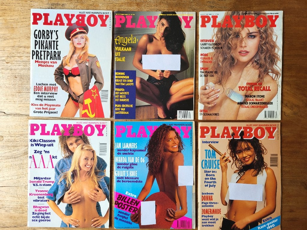 Playboy. 6 stuks. 1990. Izgst., Verzamelen, Ophalen, 1980 tot heden, Nederland, Tijdschrift