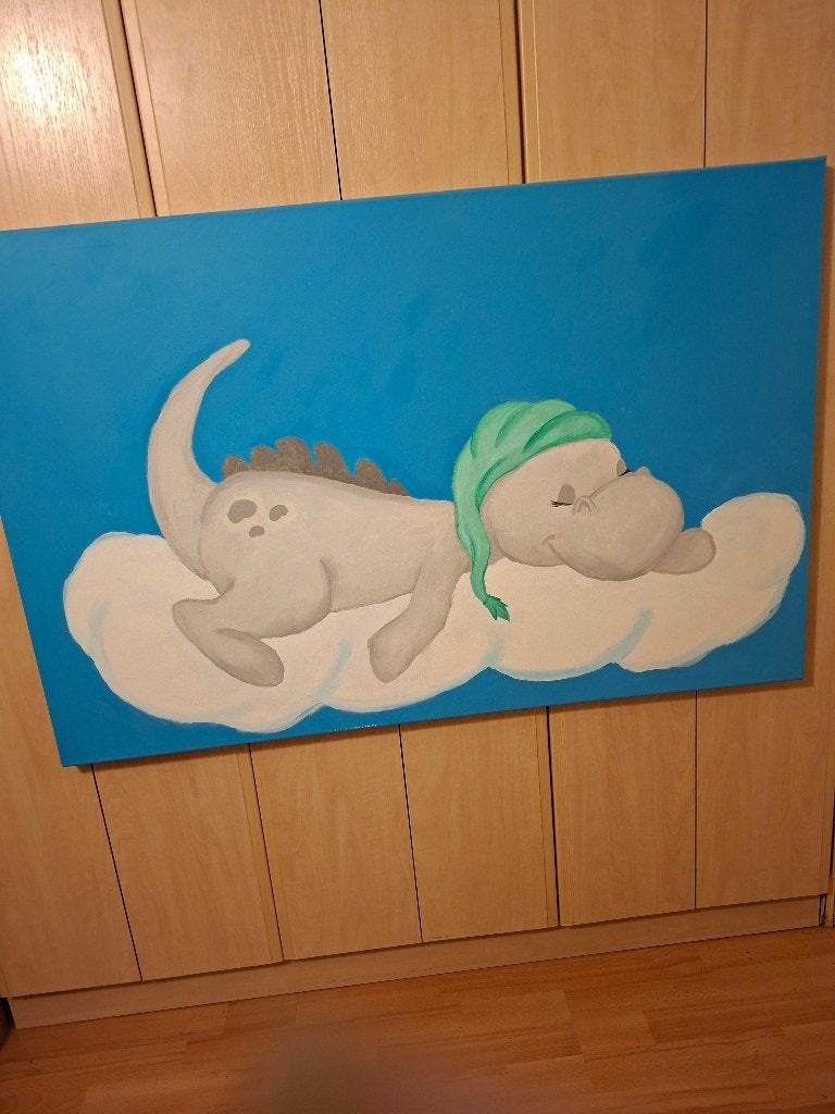 Schilderij draakje, Ophalen, 50 – 75, Oorspronkelijke maker, Zo goed als nieuw