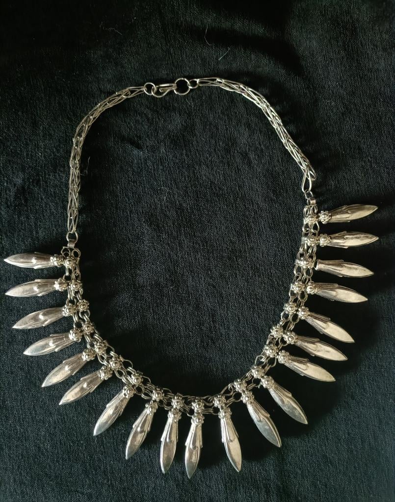 Vintage jaren 50 India's zilveren ketting, 50 cm, Ophalen of Verzenden, Gebruikt, Zilver, Zilver