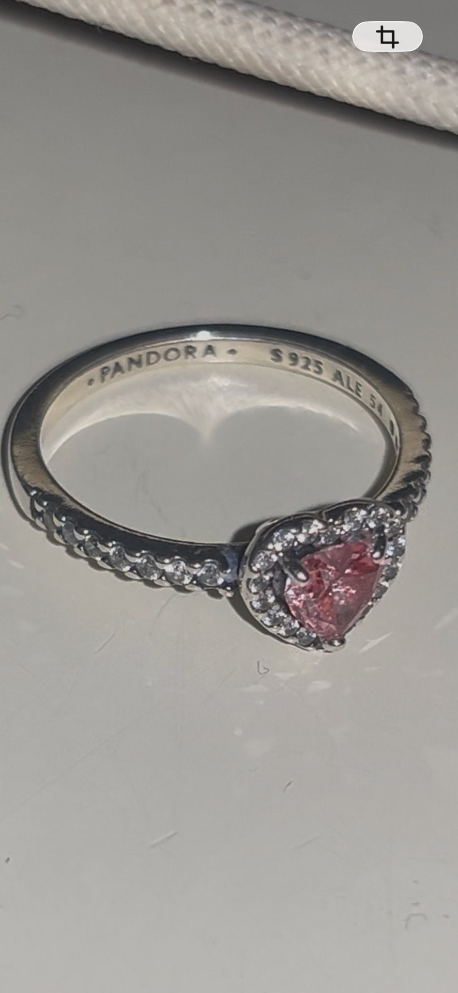 Pandora ring met roze hartje maat 54, Ophalen of Verzenden, Zo goed als nieuw, 17 tot 18, Roze
