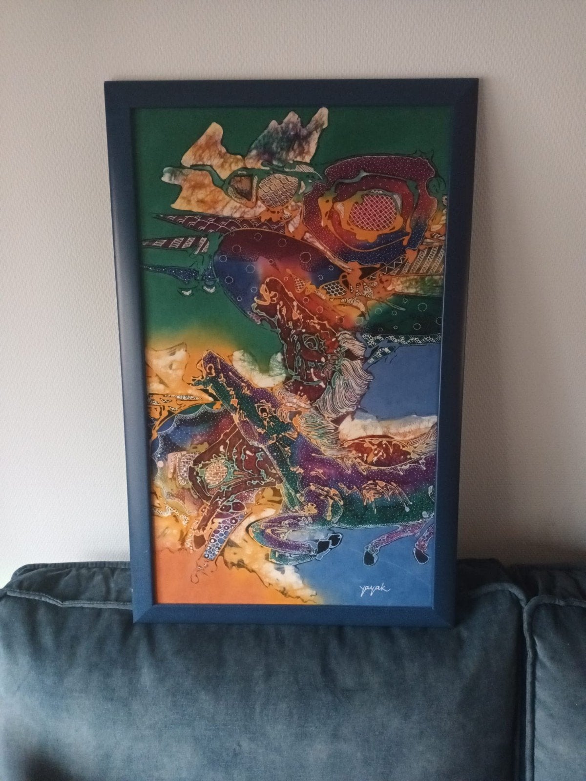 Te koop mooie antieke  Indonesië batik schilderij, Ophalen