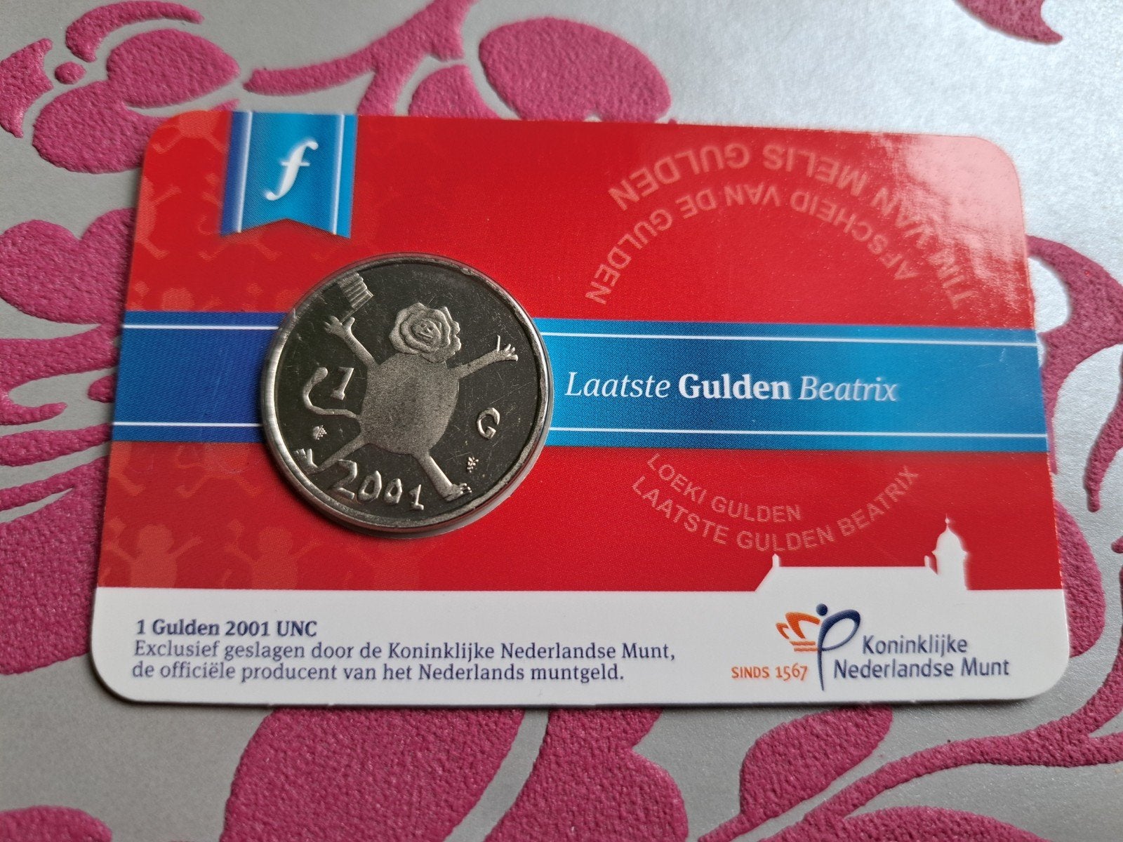 Laatste Gulden Leeuw 2001 in coincard, Postzegels en Munten, Ophalen of Verzenden, Koningin Beatrix, 1 gulden