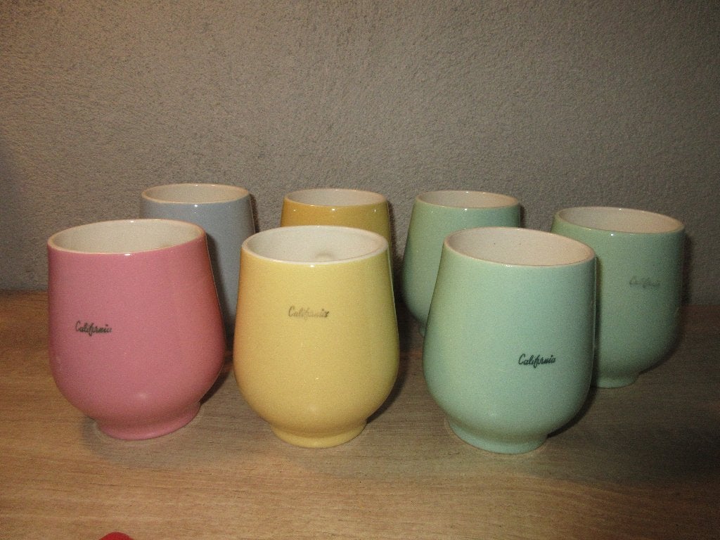 Vintage pastel California bekers Regout Royal Sphinx, Antiek en Kunst, Ophalen of Verzenden