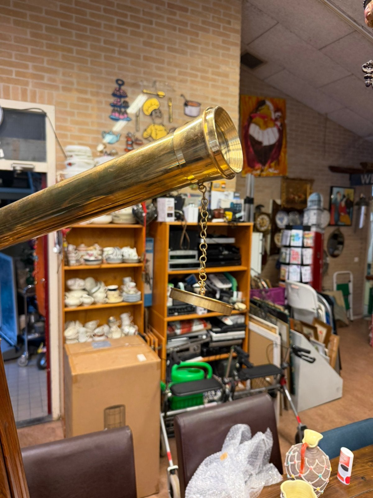 Grote messing telescoop op houten statief – 102 cm lang, Ophalen, Nvt, Nvt, Nvt