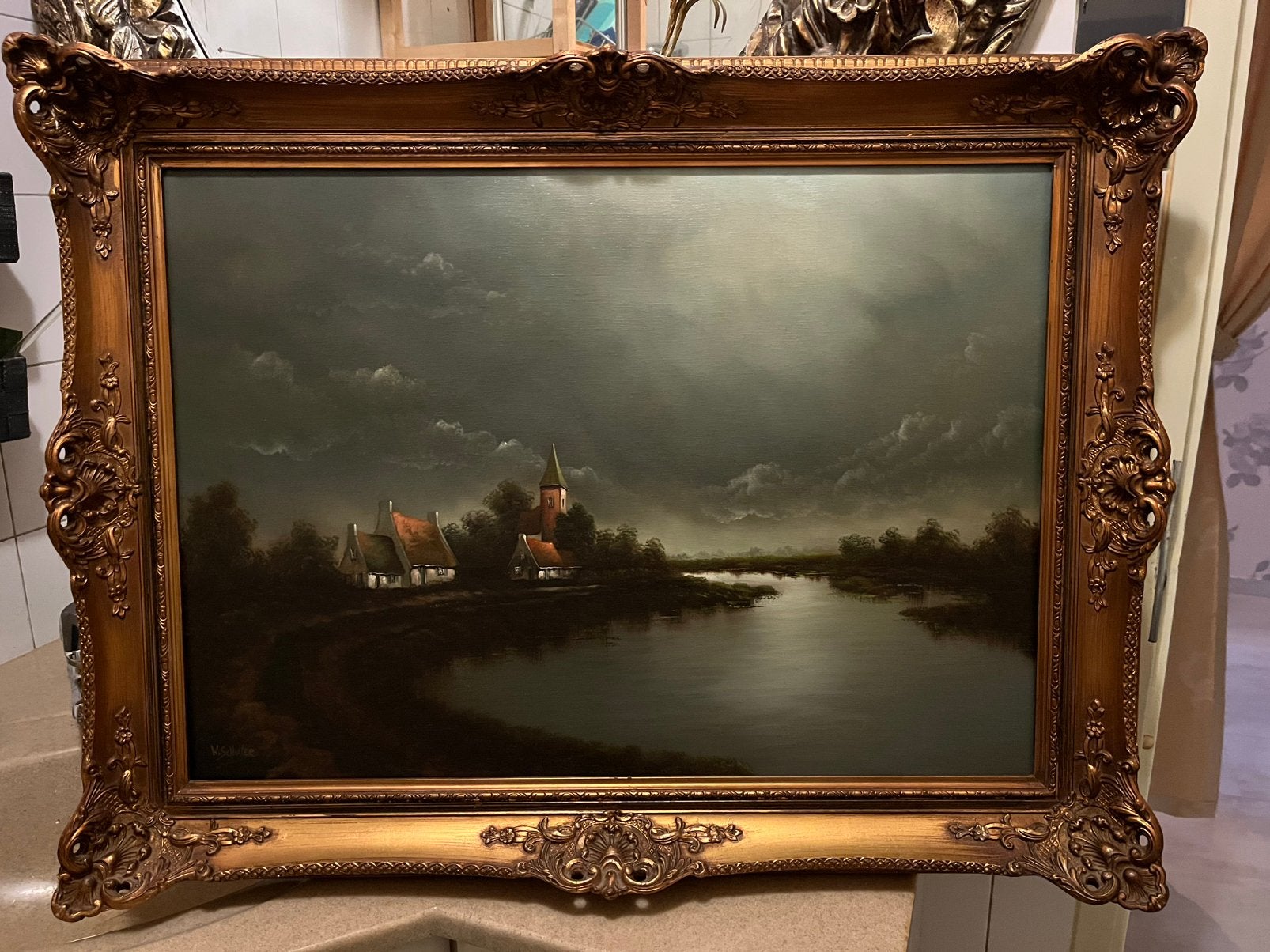 Prachtige olieverf hollands landschap schilderij, Antiek en Kunst, Kunst | Schilderijen | Klassiek, Ophalen