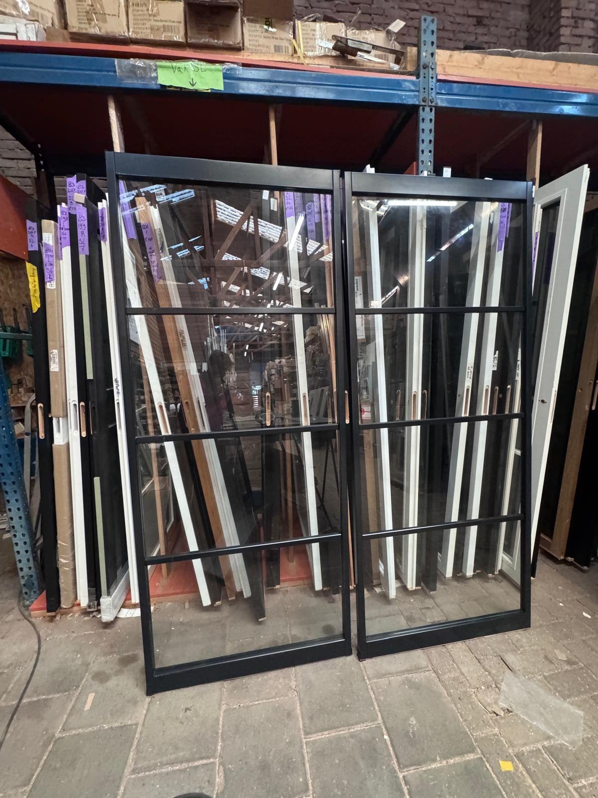 dubble taatsdeuren/schuifdeuren set 88x211,5cm zwart TD11