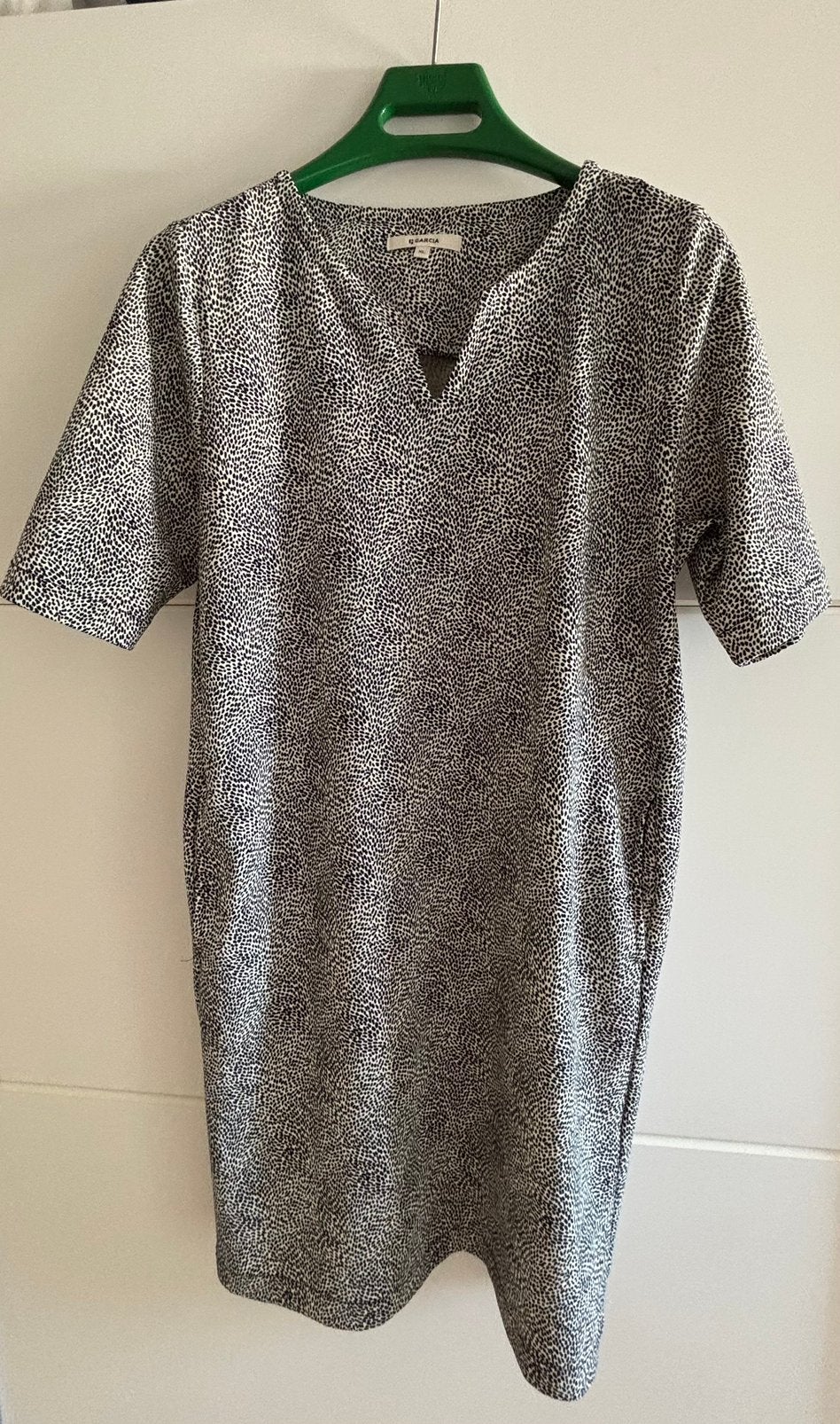Japon Garcia zwart/wit print mt XL, Kleding | Dames, Jurken, Zwart, Maat 42/44 (L), Ophalen of Verzenden, Knielengte