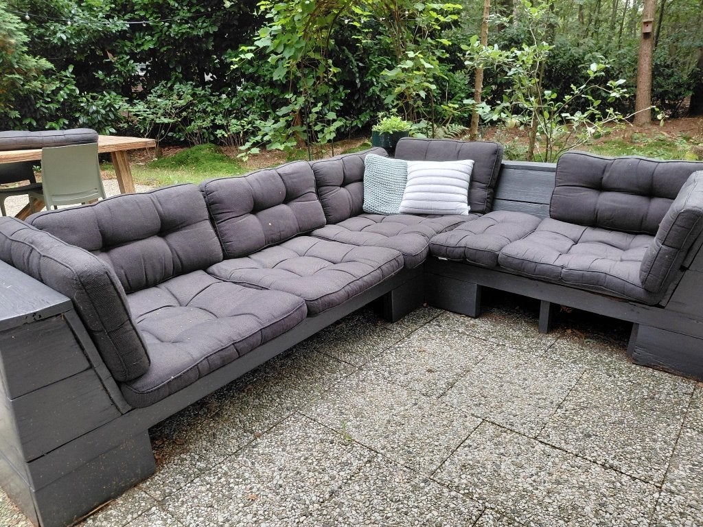 Madison loungekussens antraciet | 12 stuks | Wasbaar, Ophalen, Gebruikt