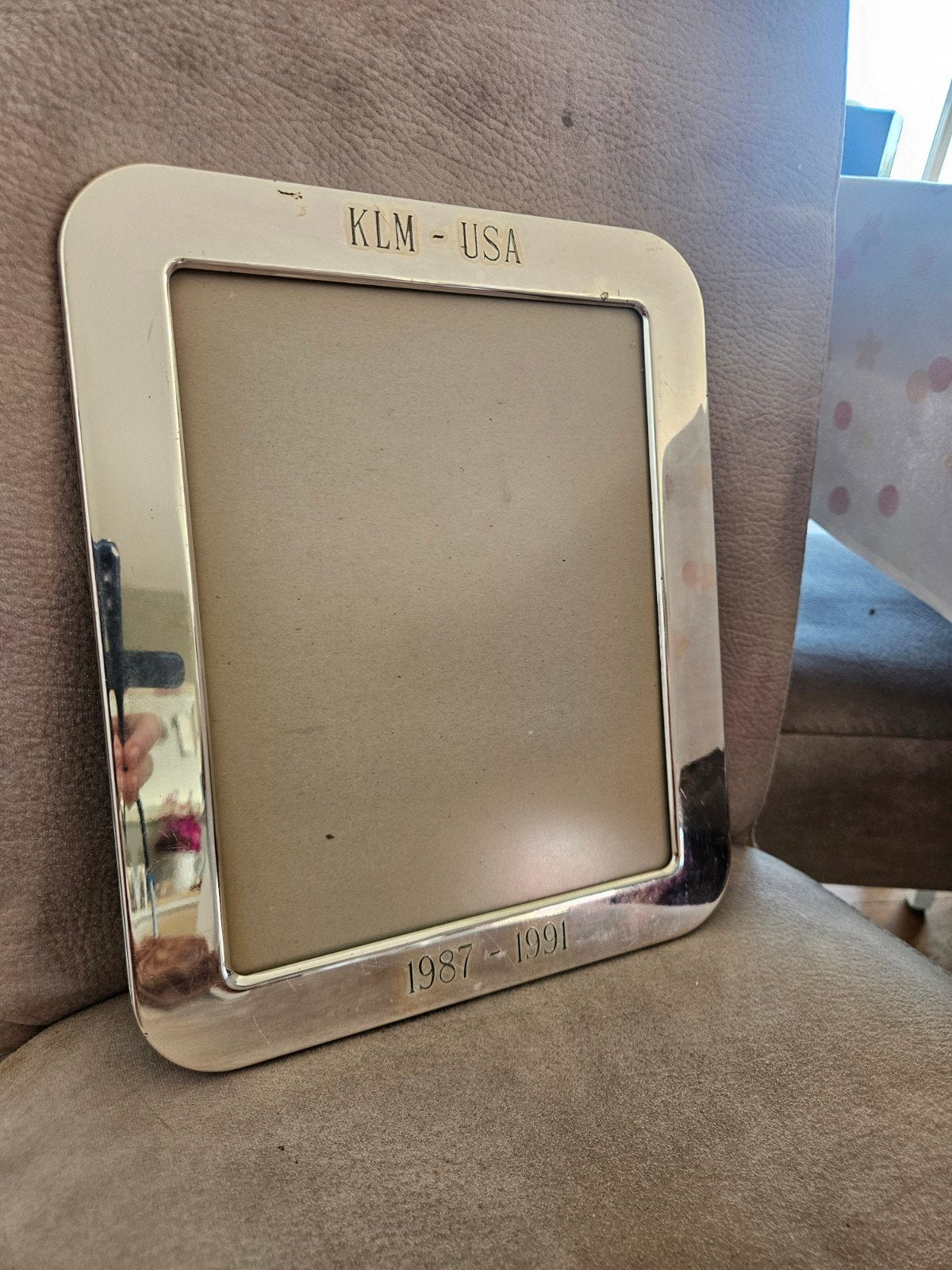 Memorabilia KLM - USA fotolijst silverplated 1987 - 1991, Ophalen of Verzenden, Rechthoekig, Minder dan 50 cm, Minder dan 100 cm