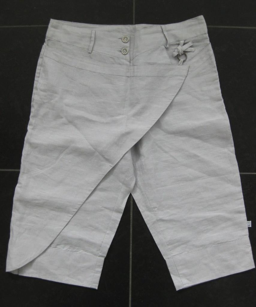 ART lichtgrijze broek, driekwart, ramie linnen, mt 42 (XL), Maat 42/44 (L), Ophalen of Verzenden, Zo goed als nieuw, Driekwart