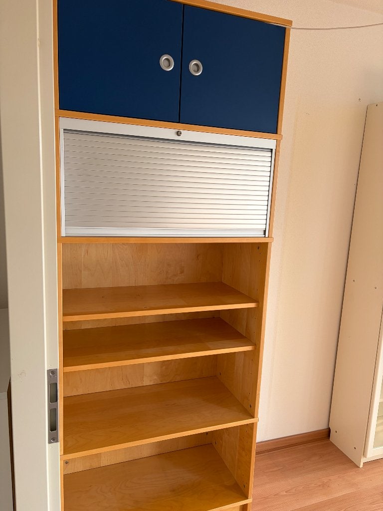 Ikea hout boeken bureau kast met rol deuren and schuifluik, Ophalen, Zo goed als nieuw
