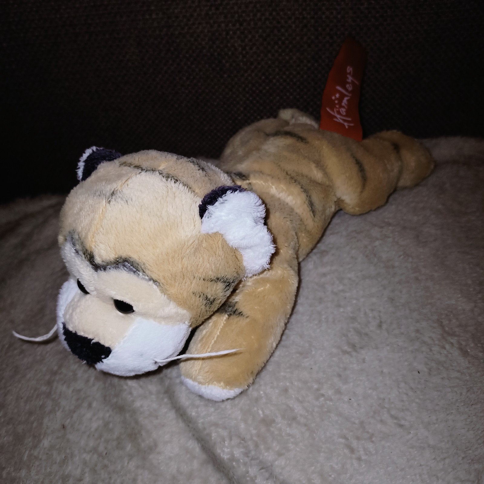 Vintage hamleys liggende tijger knuffeltje., Gebruikt, Overige merken, Wasbaar, Ophalen of Verzenden