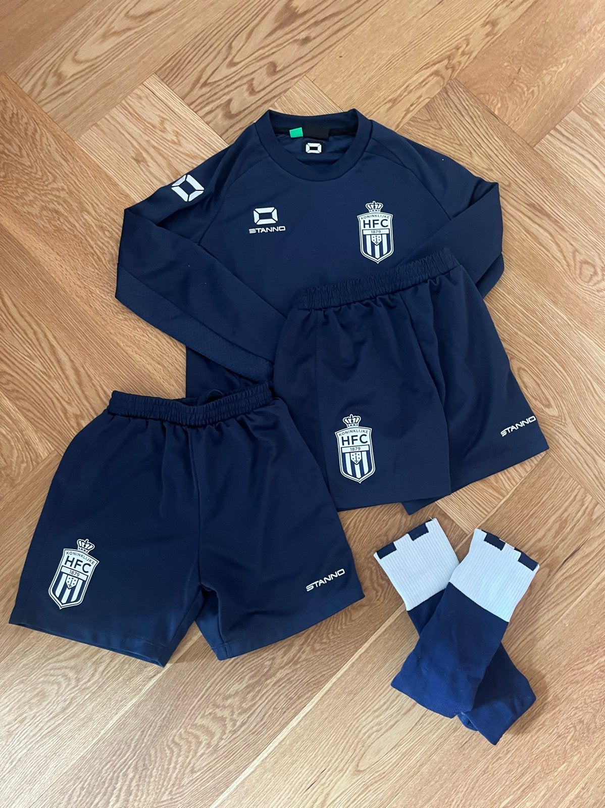 HFC Voetbal broekjes Stanno maar 128 + maat 116 + sokken, Blauw, Nieuw, Overige maten, Ophalen of Verzenden