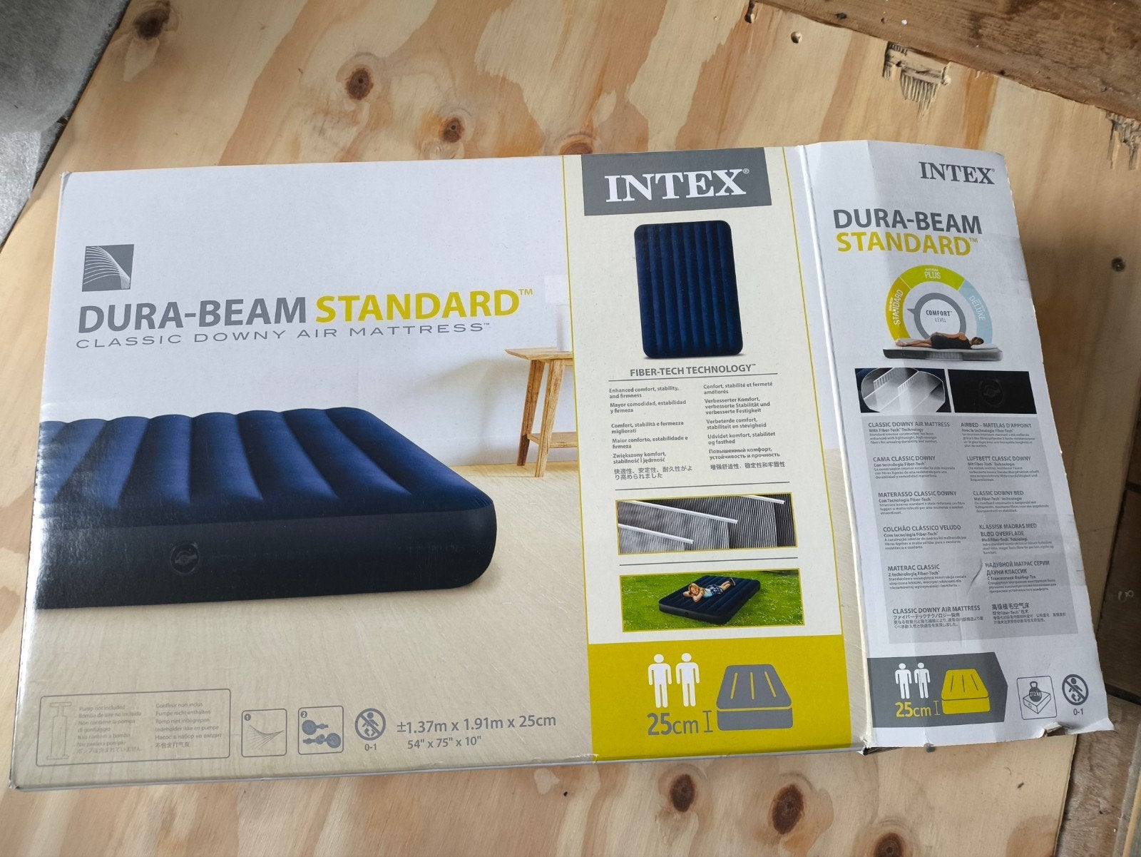 Intex Classic Downy Luchtbed - 191x137x25 cm, Caravans en Kamperen, Luchtbedden, Ophalen, Zo goed als nieuw, 2-persoons
