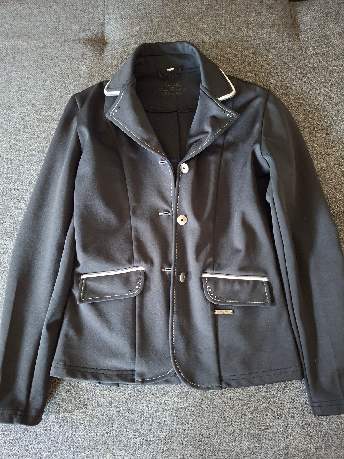kinder wedstrijd jasje 152 qhp, Dieren en Toebehoren, Paardrijkleding, Gebruikt, Dressuur, Ophalen of Verzenden, Zwart
