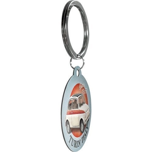 Fiat 500 Turin Italy reclame sleutelhanger van metaal hanger, Ophalen of Verzenden, Nieuw, Auto's
