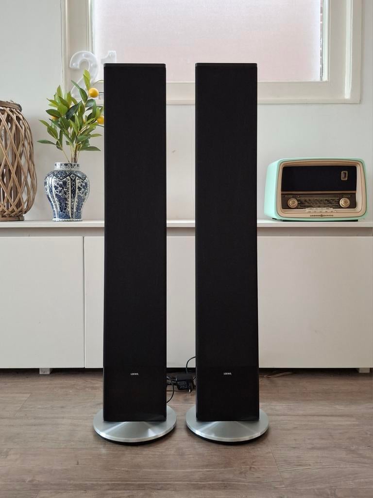 2x Loewe Electrostaat Speakers in zwarte pianolak, Audio, Tv en Foto, Luidsprekers, Ophalen, 120 watt of meer, Front, Rear of Stereo speakers