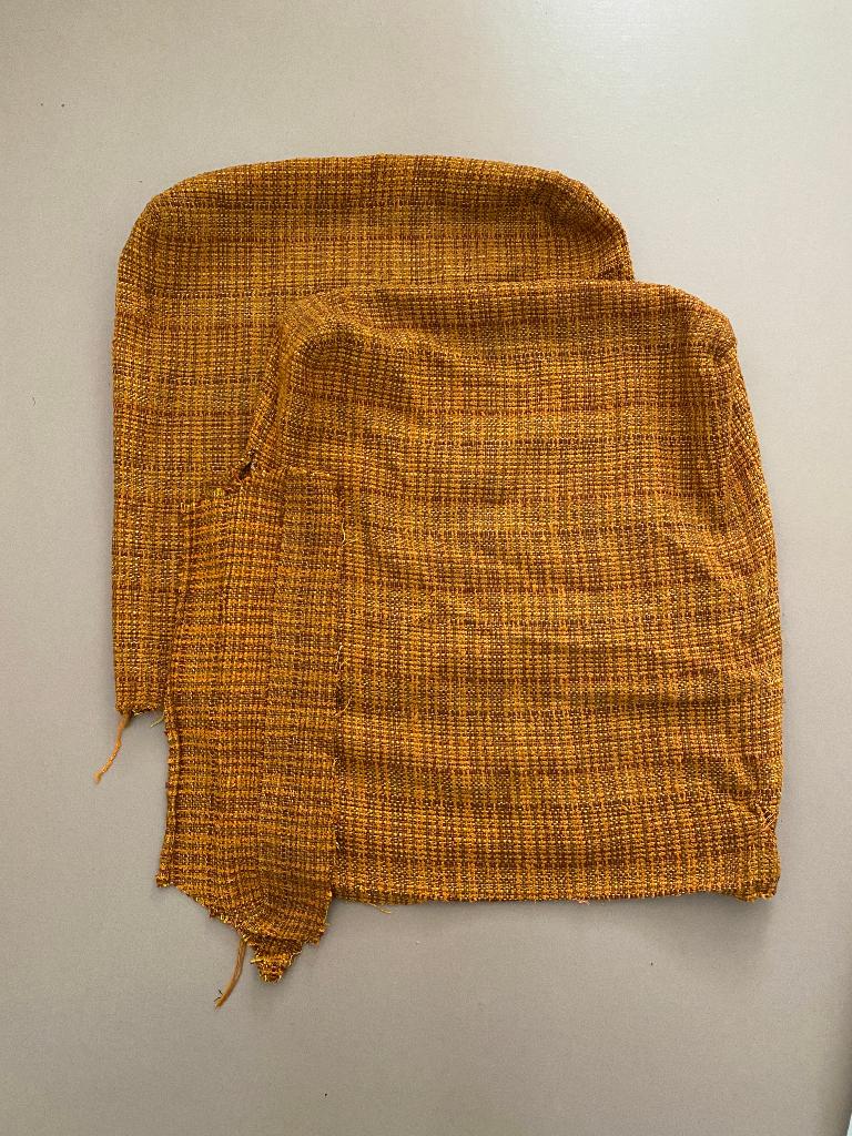 Vintage stof jaren 60-70, Hobby en Vrije tijd, Stoffen en Lappen, 120 cm of meer, Oranje, Ophalen of Verzenden, Zo goed als nieuw