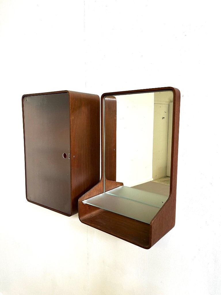 teak Euroika spiegel en medicijnkastje van Friso Kramer 1963, Ophalen, Minder dan 50 cm, Gebruikt, Minder dan 100 cm