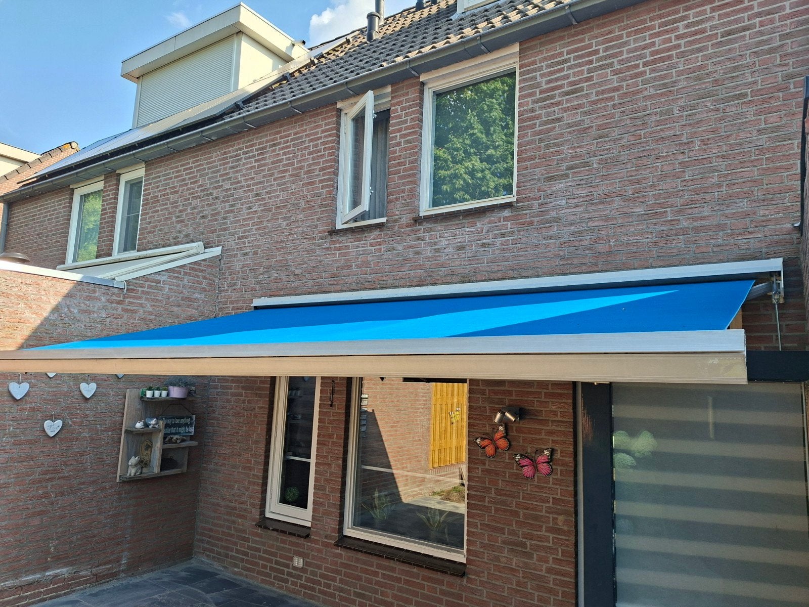 Knikarmscherm - Blauw, Ophalen, Gebruikt, 150 tot 300 cm, 250 cm tot 450 cm