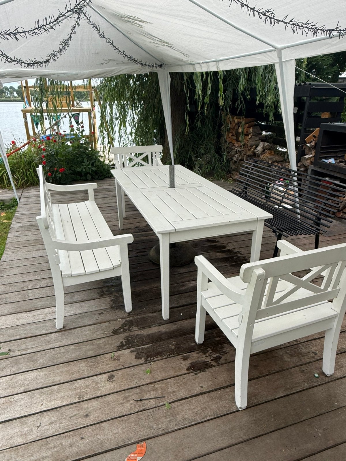 Houten tuinset, Ophalen, 5 zitplaatsen, Gebruikt, Bank