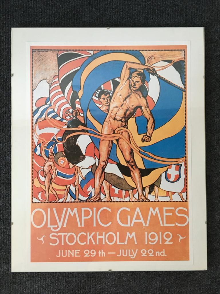 Olympische Spelen Posters - Stockholm 1912 & Los Angeles 193, Verzamelen, Posters, Ophalen, Rechthoekig Staand, Met lijst, Zo goed als nieuw