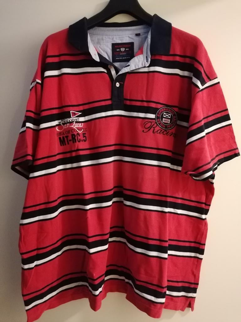 Comfortabel gestreept poloshirt 4XL rood, blauw, wit, Kleding | Heren, T-shirts, Onbekend, Overige maten, Ophalen of Verzenden