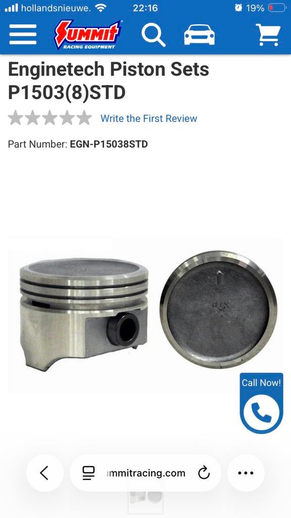 Chevrolet 305 v8 enginetech zuiger set, Auto-onderdelen, Motor en Toebehoren, Ophalen of Verzenden, Nieuw, Chevrolet