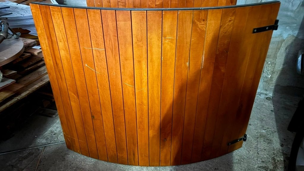 Gebogen houten barfront of wandpaneel 150 x 120 cm, Ophalen, Gebruikt, 150 cm, 120 cm