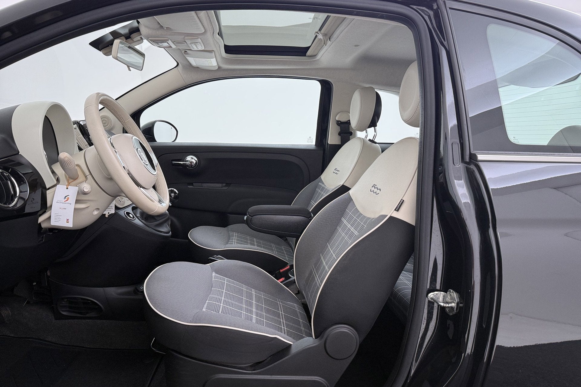 Fiat 500 0.9 TwinAir Turbo Lounge | UNIEK glazen schuif-/kan, Auto's, Voorwielaandrijving, Zwart, Origineel Nederlands, Bedrijf