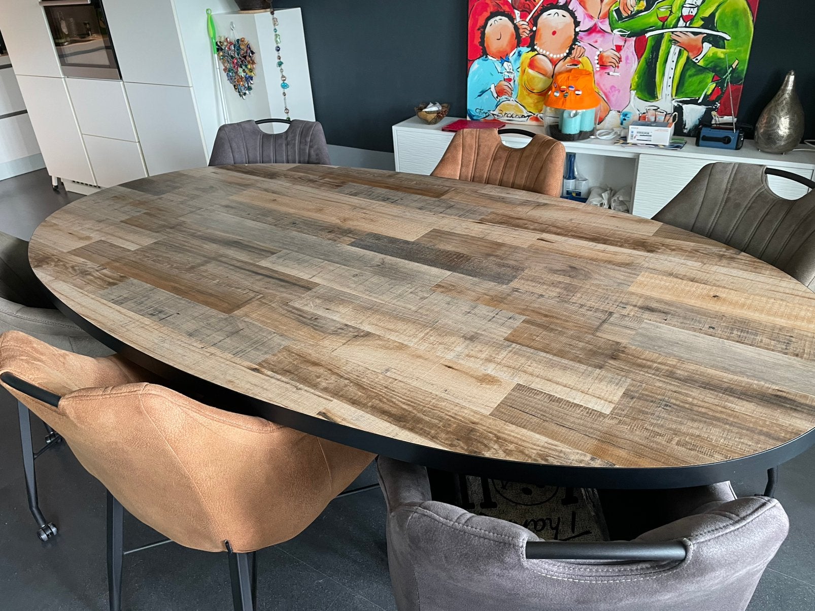Mooi ovale eettafel met 6 stoelen, Huis en Inrichting, Tafels | Eettafels, Ophalen, Gebruikt, 100 tot 150 cm, 200 cm of meer