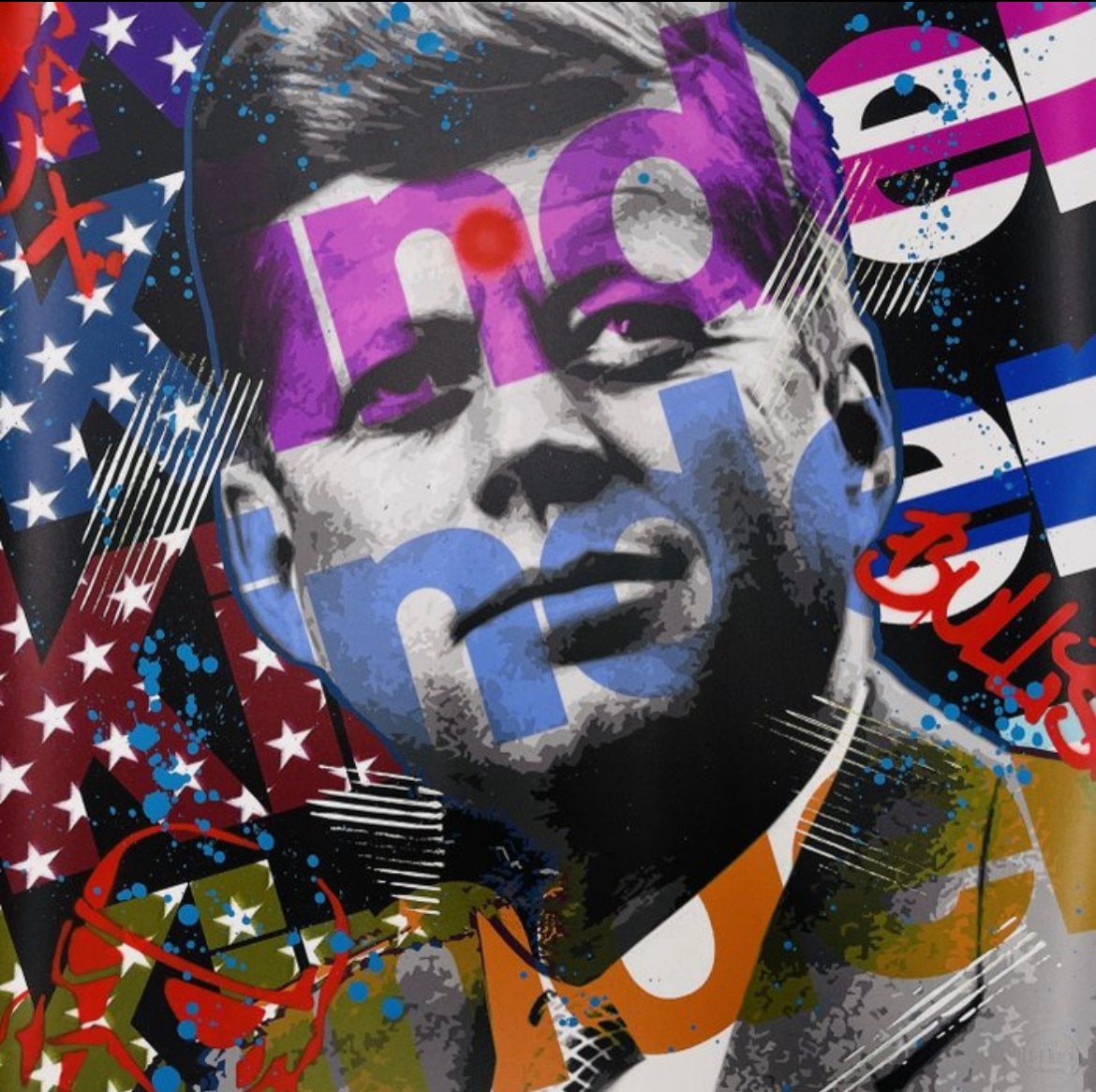 Aiiroh - JFK (uniek kunstwerk), Ophalen of Verzenden, Gemengde techniek, Portret, Papier/karton