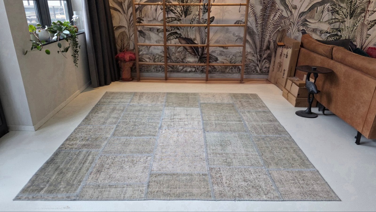 Vierkant handgeweven vloerkleed 240x240cm beige/bruin, Groen, Vierkant, 200 cm of meer, Ophalen of Verzenden