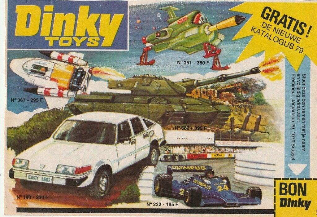 Retro reclame 1979 Dinky Toys speelgoed racewagen Olympus, Verzenden, Overige typen