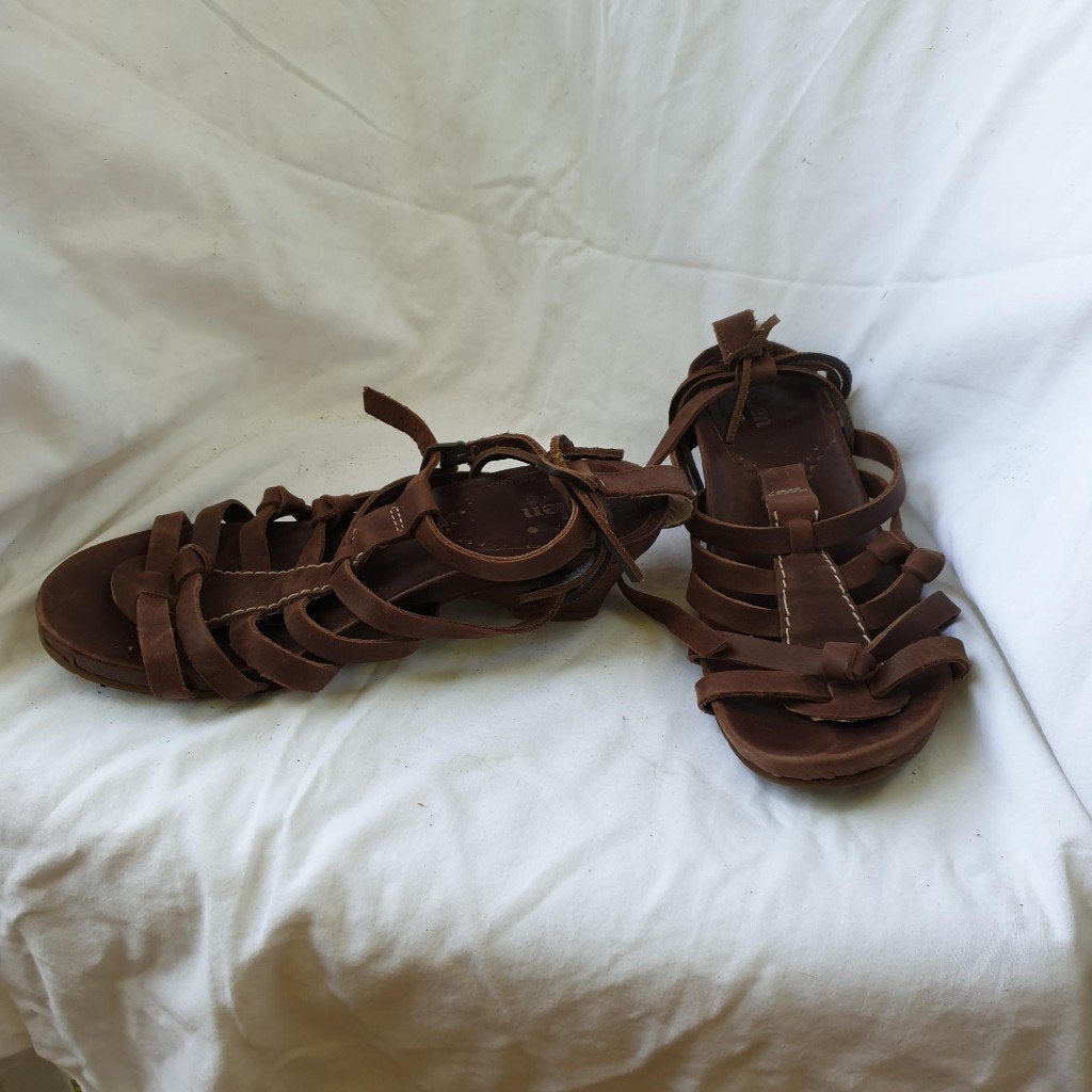 Gave bruine leren sandalen mt 37 merk van Dalen, Bruin, ., Zo goed als nieuw, .