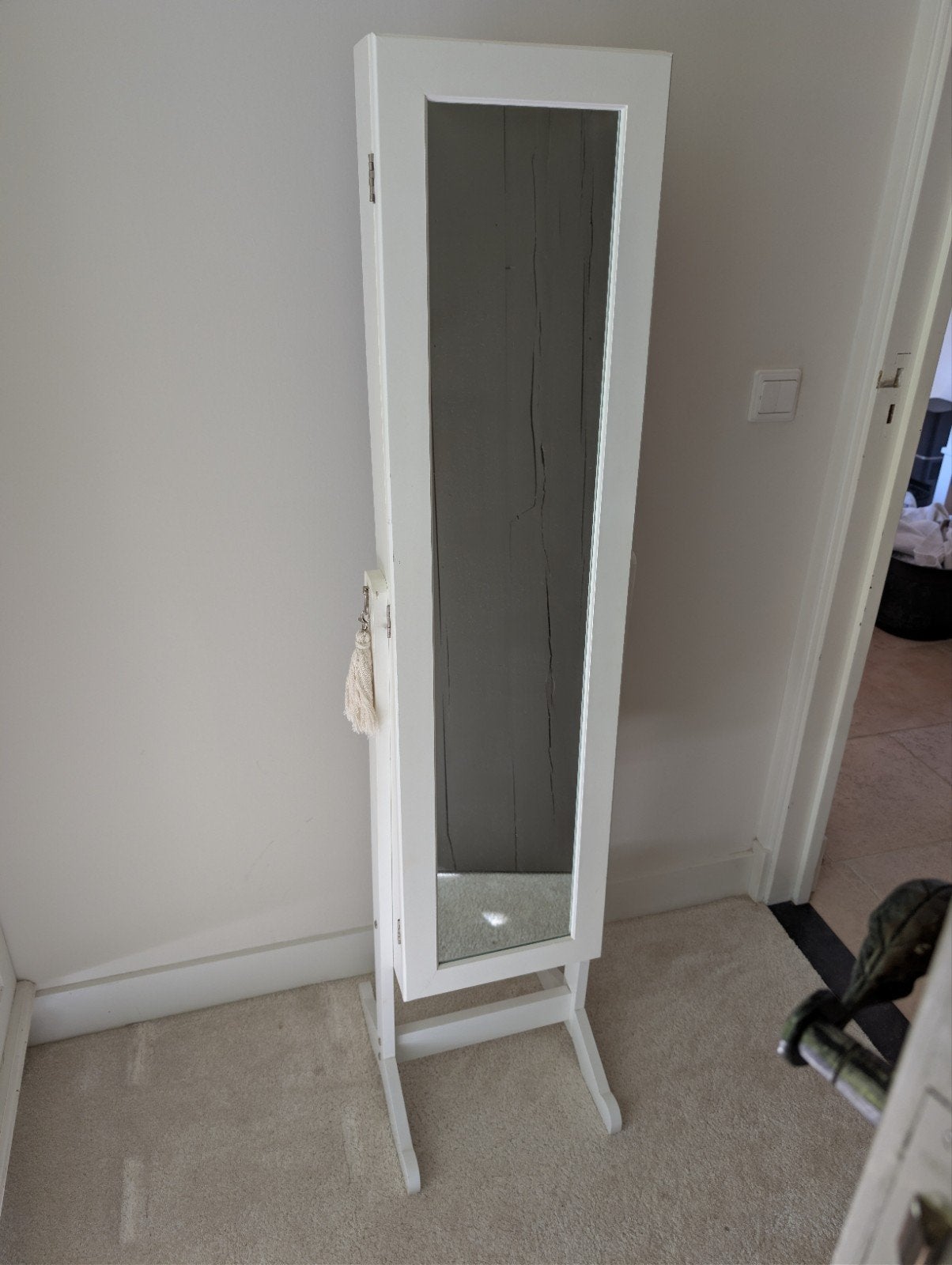 Witte spiegel met sieradenkast - Zo goed als nieuw, Ophalen, Minder dan 50 cm, 100 tot 150 cm, Zo goed als nieuw