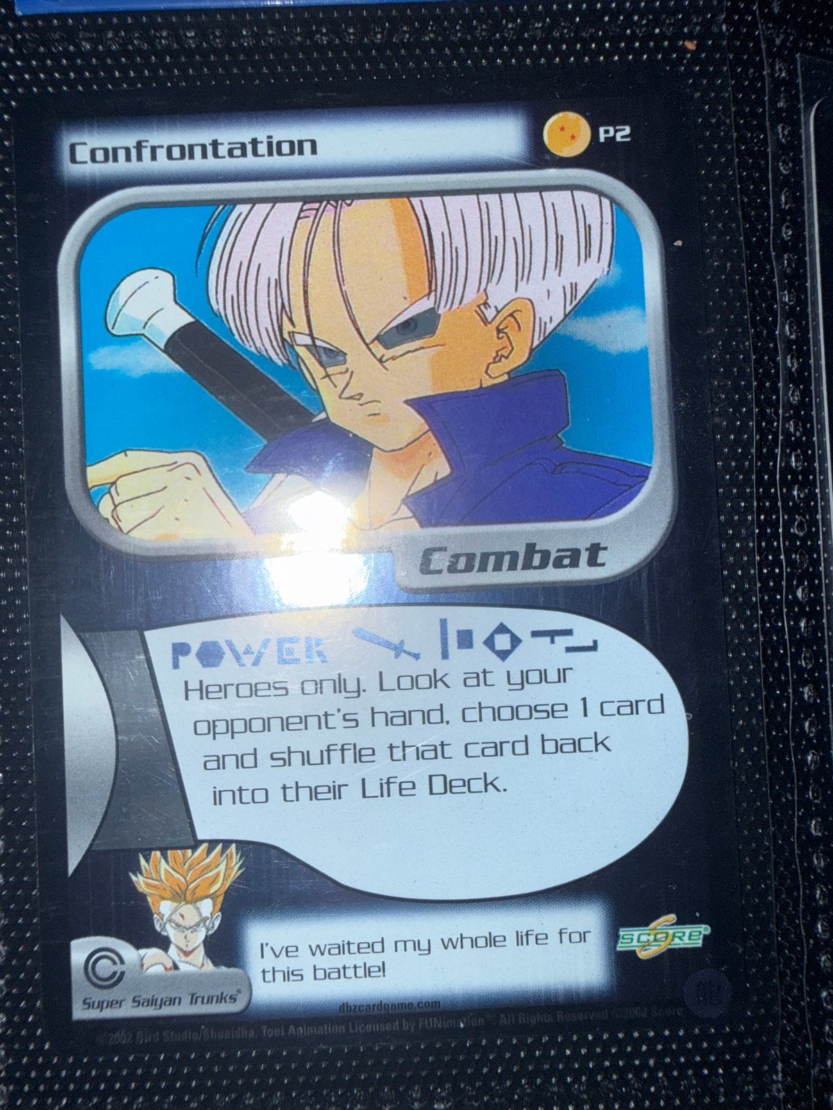 Dragon Ball Z TCG Confrontation P2 Super Saiyan Trunks, Ophalen of Verzenden, Gebruikt, Losse kaart