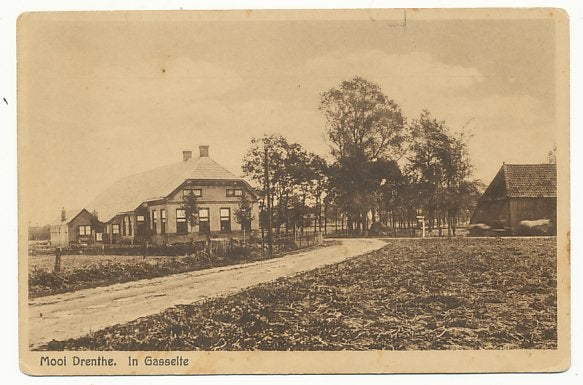 Mooi Drenthe.  In Gasselte, Verzamelen, Ophalen of Verzenden, 1920 tot 1940, Ongelopen, Drenthe