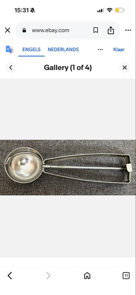 Metalen ijsschep - Gebruikt, Zilver, Ophalen of Verzenden, Metaal, Overige typen