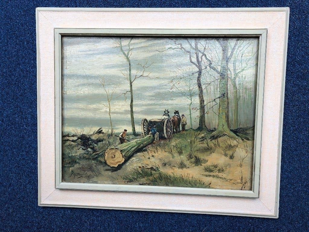Schilderij op doek J Rietmeijer 1949, Antiek en Kunst, Kunst | Schilderijen | Klassiek, Ingelijst, Doek, Ophalen of Verzenden