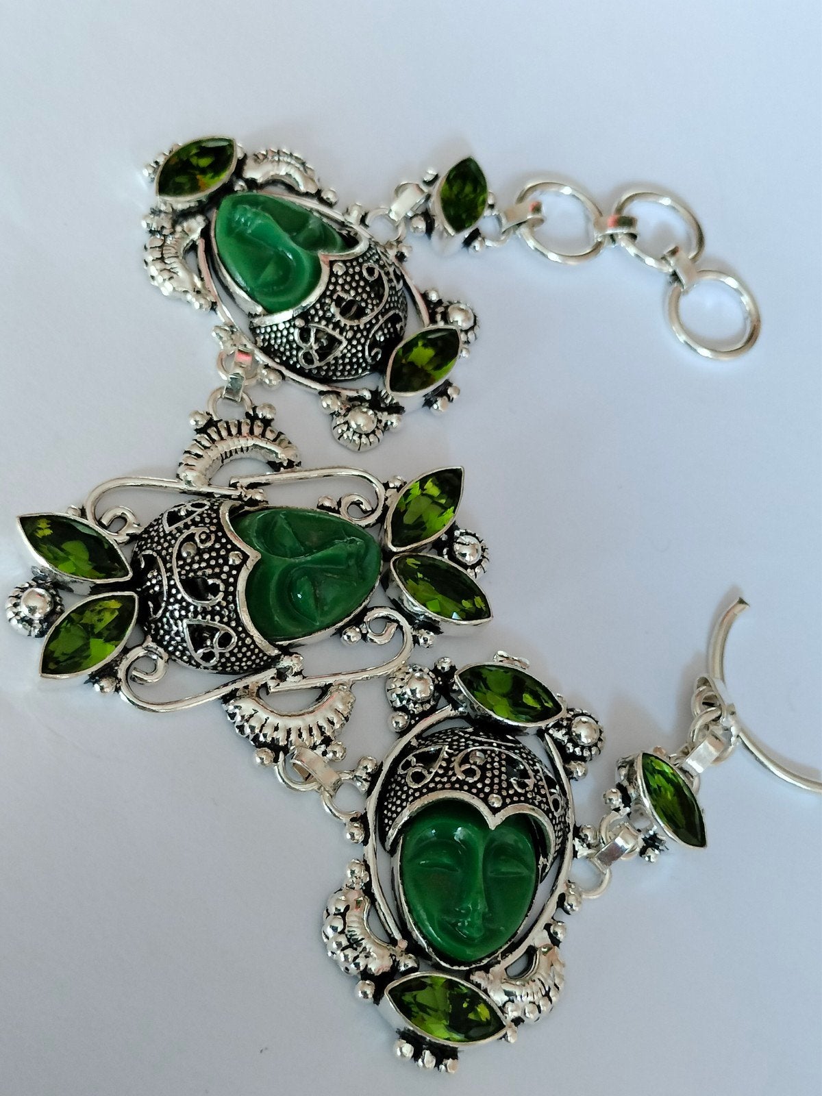 zilveren goddess armband met peridot 21cm, Verzenden, Nieuw, Met edelsteen, Groen
