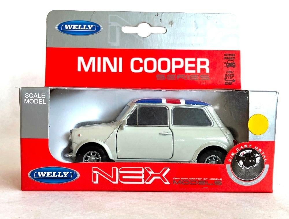 Mini Cooper wit met Union Jack dak Welly., Ophalen of Verzenden, Zo goed als nieuw, Auto