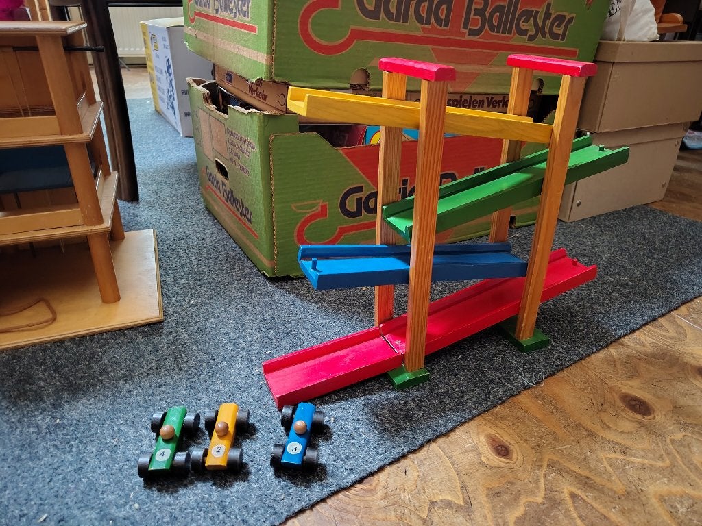Houten auto toren baan, Kinderen en Baby's, Speelgoed | Houten speelgoed, Ophalen of Verzenden, Gebruikt, Overige typen