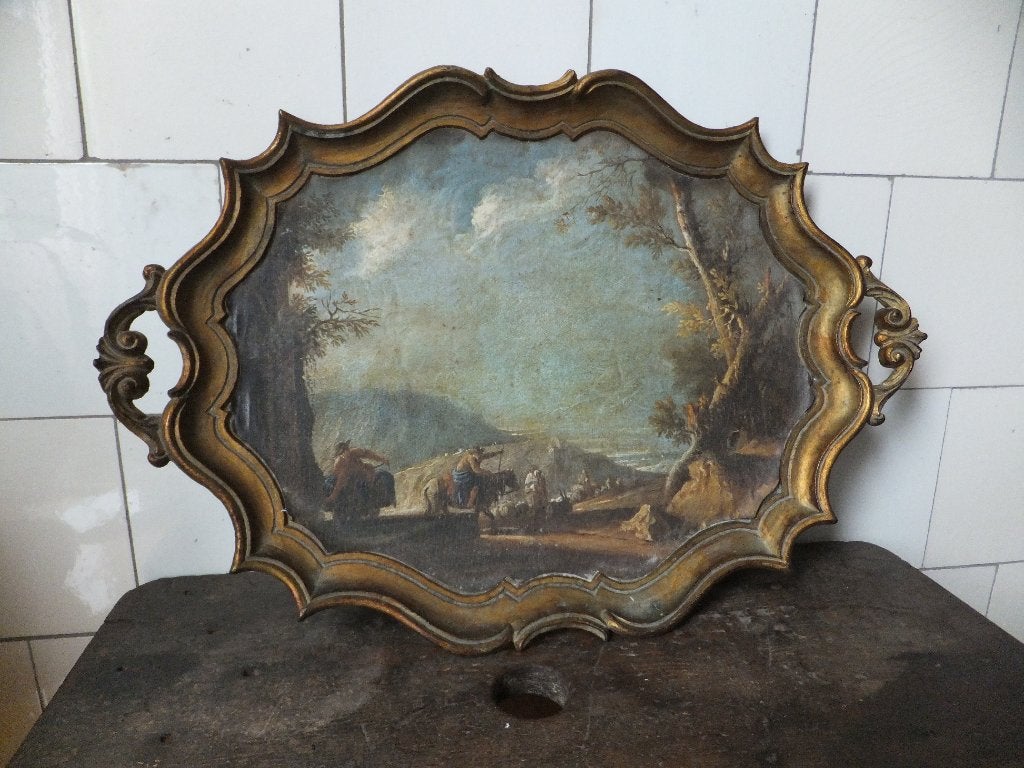 vintage dienblad wandbord italy florentijns brocante barok, Ophalen