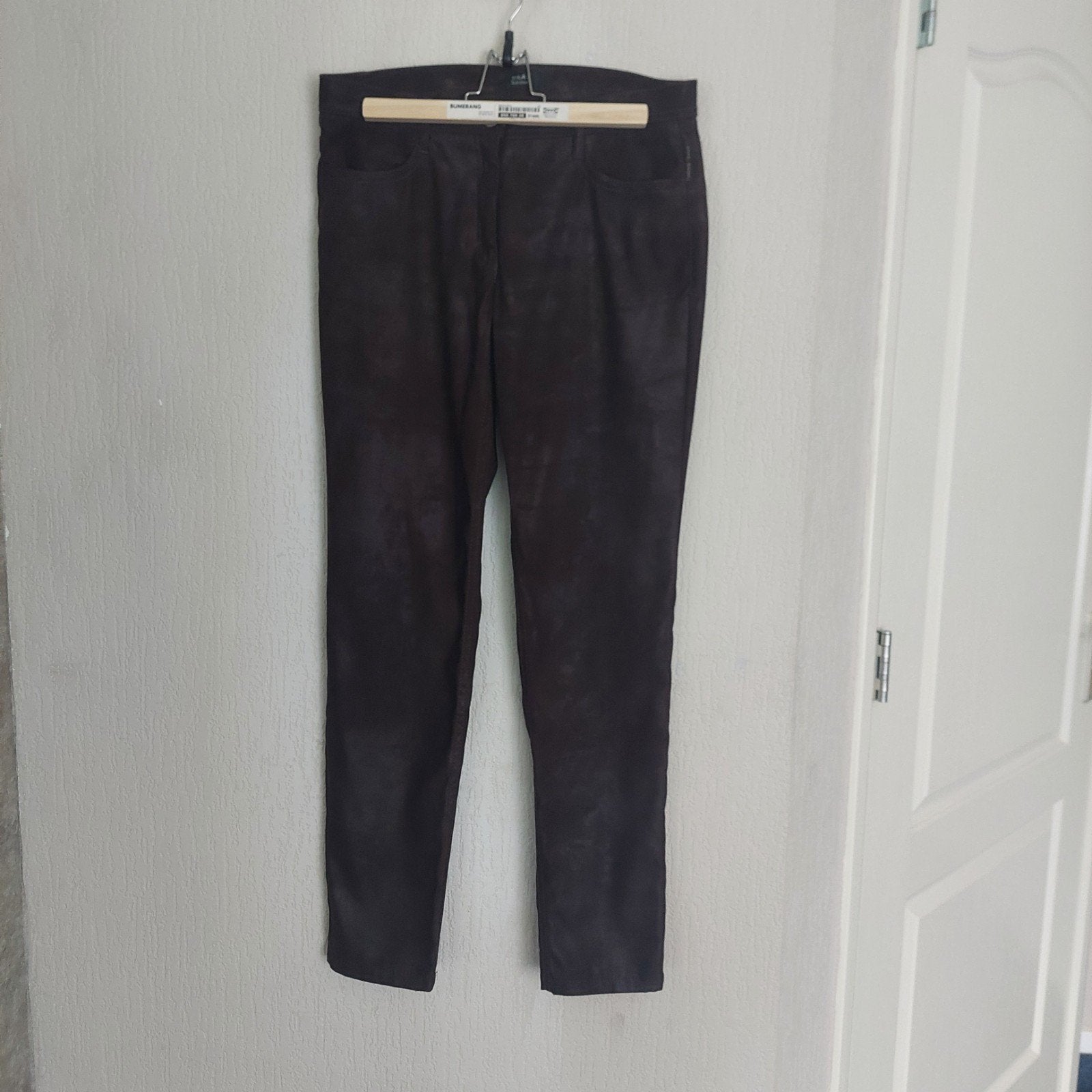 donker bruine brax broek suède/leer look maat 38, Kleding | Dames, Broeken en Pantalons, Maat 38/40 (M), Bruin, Ophalen of Verzenden